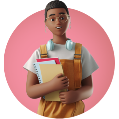 avatar of female student with notebooks