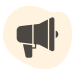 Icône mégaphone illustrant l’absence de publicité dans l'app Hopteo